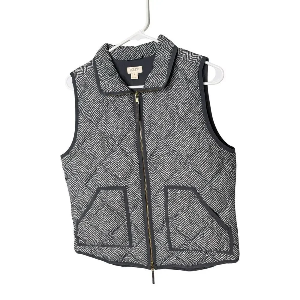 J. Crew Herringbone Excursion Quilted Down Vest Medium